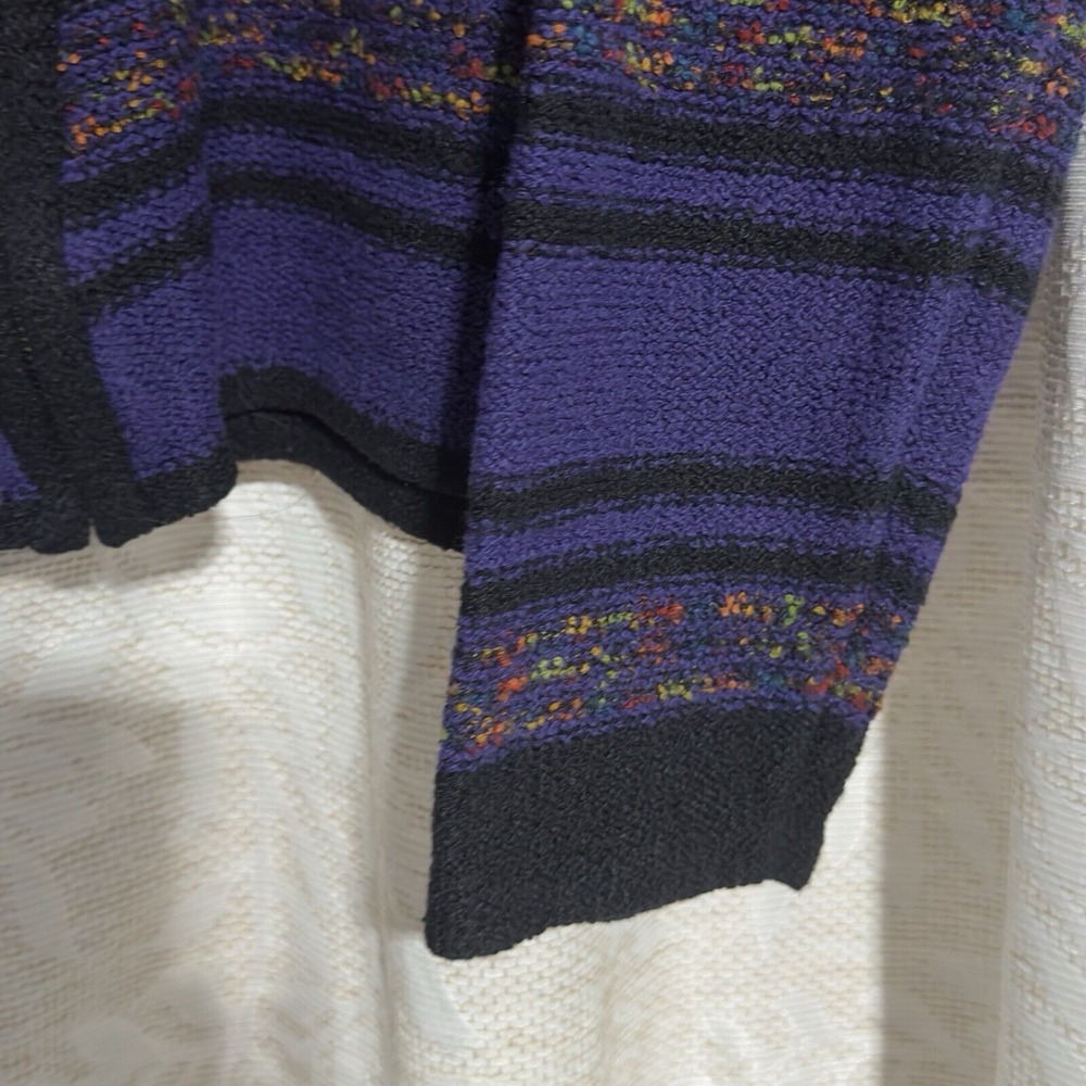 Amanda Smith Women M Full Zipper Knit Sweater Purple Multi Colored Stripes - Picture 8 of 10